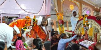 Devotees experience gratitude by bowing their heads at the feet of Mauli-Tukoba.