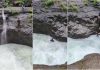 A young man who had come for a rain outing got swept away in the water of the waterfall