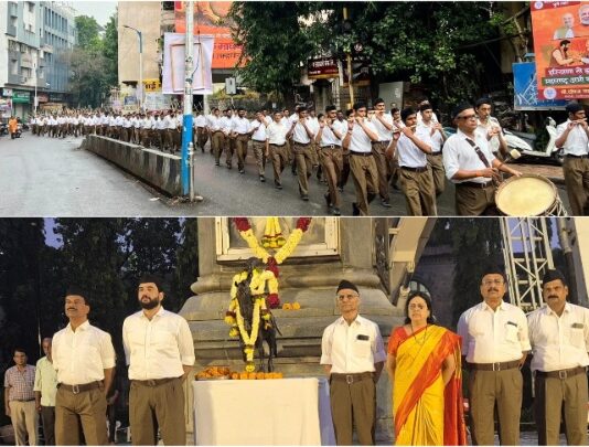 रा. स्व. संघातर्फे विजयादशमी सघोष पथसंचलन उत्साहात