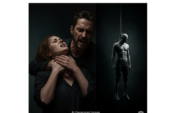 पत्नीचा गळा आवळून खून केल्यानंतर पतीने गळफास घेऊन केली आत्महत्या After strangling his wife to death, husband commits suicide by hanging himself