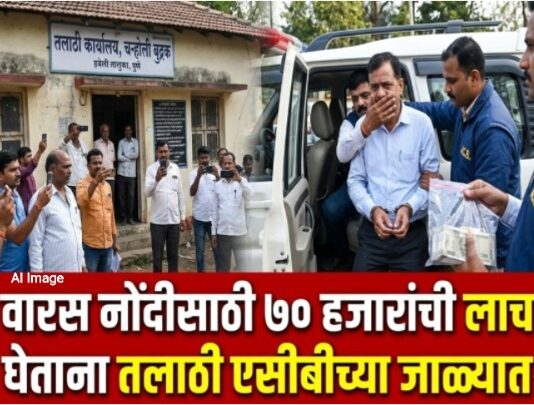 पुणे: वारस नोंदीसाठी ७० हजारांची लाच घेणारा तलाठी एसीबीच्या जाळ्यात वारस नोंदीसाठी ७० हजारांची लाच घेणारा तलाठी एसीबीच्या जाळ्यात