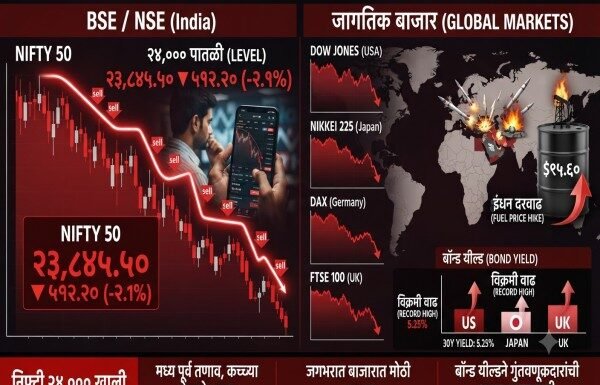 भारतीय शेअर बाजार घसरण आणि जागतिक तणाव